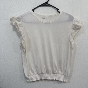 Girl’s Top XL 13/14 Flutter Sleeve Cotton Blend Blouse